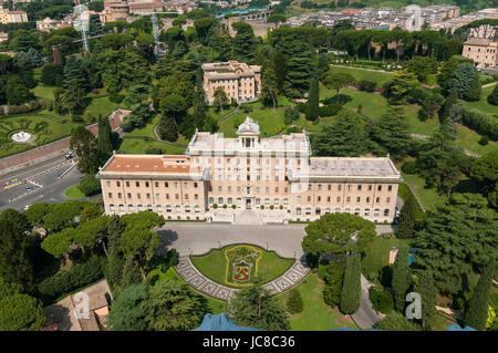 Rome. Italy. Aerial view of the Palace of the Governorate (Palazzo del Governatorato) & surrounding gardens of the Vatican. Stock Photo