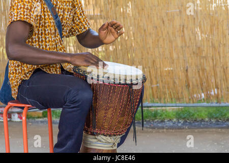 detail of a african dlembe player Stock Photo