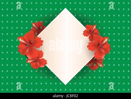 Vintage Floral Vector Card with China roses, in vintage style, Vector illustration Stock Vector
