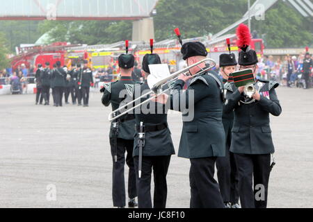 Beaulieu, Hampshire, UK - May 29 2017: Military Marching Band of the Winchester Rifles at the 2017 999 show at the National Motor Museum Stock Photo