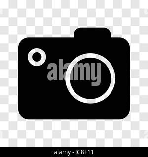 Camera icon, iconic symbol on transparency grid.  Vector Iconic Design. Stock Vector