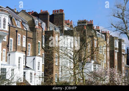 Row of large English Townhouses Stock Photo