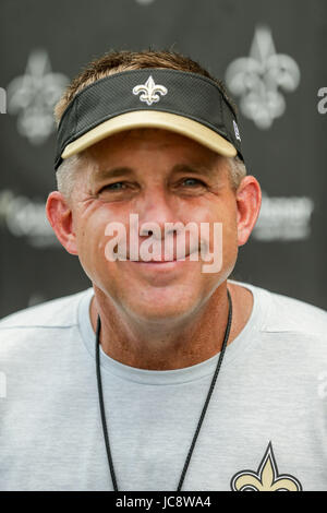 June 14, 2017 - New Orleans Saints head coach Sean Payton talks to the media after minicamp held at the New Orleans Saints Training Facility in Metairie, LA. Stephen Lew/CSM Stock Photo