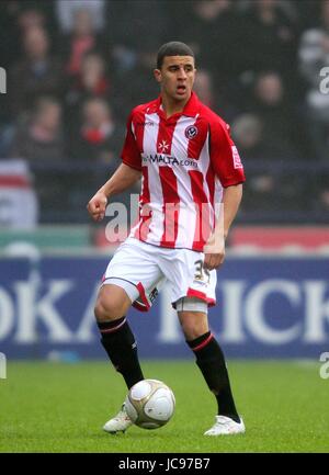 KYLE WALKER SHEFFIELD UNITED FC REEBOK STADIUM BOLTON ENGLAND 23 January 2010 Stock Photo