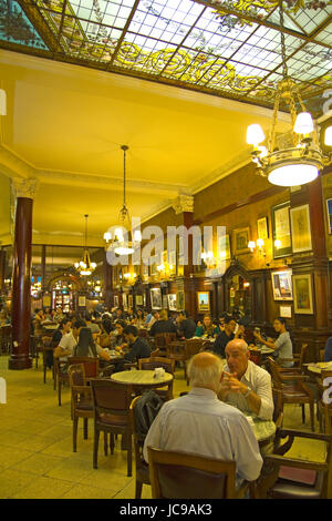 Cafe Tortoni, in May avenue, Buenos Aires, Argentina.  Café Tortoni is the oldest coffee most famous Buenos Aires.  BUENOS AIRES - SEP 13: Interior of Stock Photo