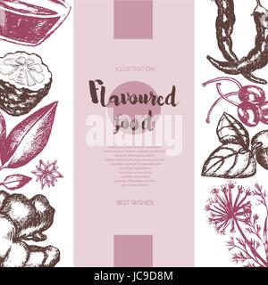 Flavoured Products - vector hand drawn banner. Stock Vector