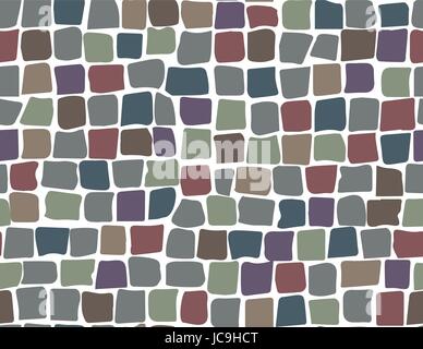 Paving tile floor covering pavement slabs brick wall stone old vintage seamless pattern background texture. Vector closeup beautiful square horizontal Stock Vector