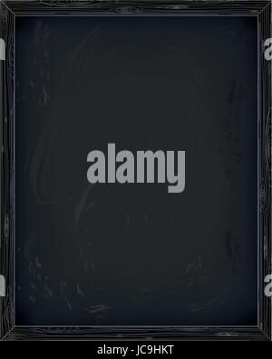 Chalkboard blackboard noticeboard board blank clean canvas plank background texture wooden frame. Vector vertical close-up front view beautiful illust Stock Vector