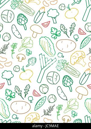 Beautiful seamles vegetable pattern on white background Stock Vector