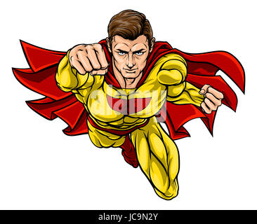 Super hero in a cartoon pop art comic book style Stock Photo