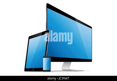 apple mac ipad iphone - responsive cross platform art Stock Vector