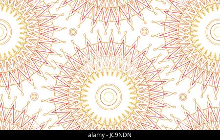 Abstract geometric sun mandala texture template round art design simple pattern seamless background. Vector close-up line illustration creative paper  Stock Vector