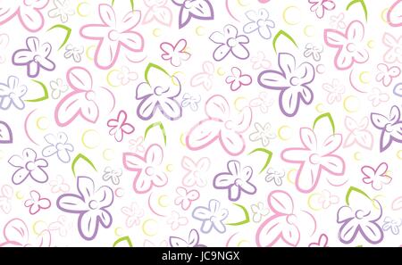 Floral flower lillac elegant vector simple linear colorful bright abstract seamless pattern background texture with blooming cute spring beautiful gar Stock Vector