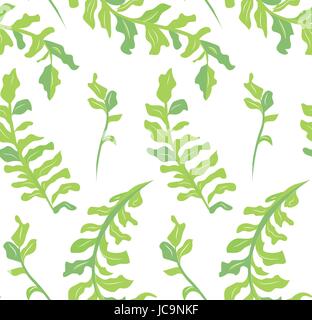 Leaf summer plants seamless pattern. Vector top view closeup horizontal green greenery trendy color beautiful gorgeous herbal botanical plant leaves Stock Vector