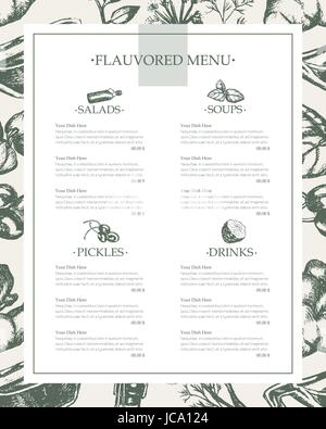 Flavoured Products - hand drawn template menu Stock Vector