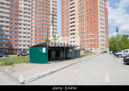 Perm, Russia - June 13.2017: Garbage bins in the yard of a residential modern complex Stock Photo
