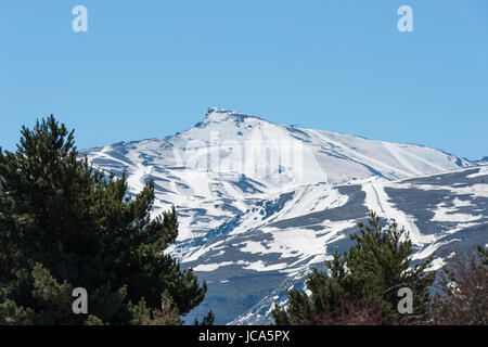 snow on the sierra nevada in spain in may Stock Photo