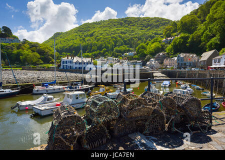 The harbour at Lynmouth on the North Devon coast in Exmoor National park, England. Stock Photo