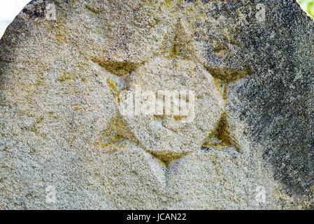 Star of David on the gravestone in the old Jewish cemetery in the Ukrainian Carpathians Stock Photo