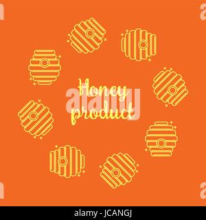 Flyer template with a wreath from bee hives Stock Vector