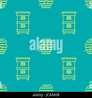 Seamless pattern apiary and beekeeping. Beehives. Stock Vector