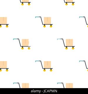 Hand truck with cardboard box pattern flat Stock Vector