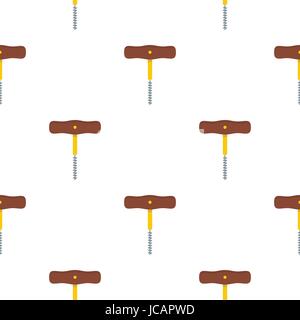 Corkscrew with wooden handle pattern flat Stock Vector