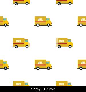 Yellow mail truck pattern flat Stock Vector