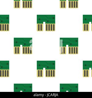 Computer chipset pattern flat Stock Vector
