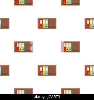 Colorful office folders on wooden shelf pattern Stock Vector