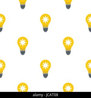 Yellow light bulb with sun inside pattern flat Stock Vector