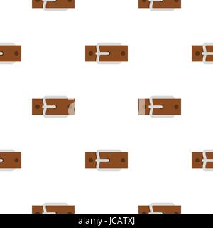 Leather belt with silver buckle pattern flat Stock Vector