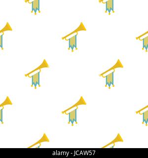 Trumpet with flag pattern flat Stock Vector