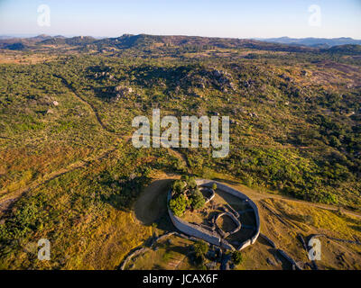 An aerial view of the Great Enclosure at Great Zimbabwe Stock Photo