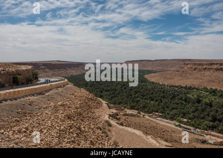 Huge palm grove in Ziz river valley, Morocco. Aerial view Stock Photo