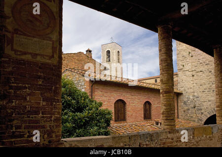 View from the loggia in the Palazzo del Popolo, San Gimignano, Tuscany, Italy Stock Photo