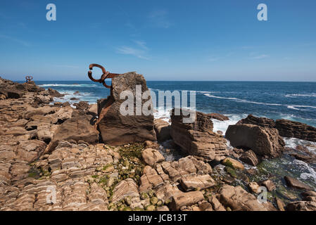 San Sebastian coastline landscape in peine de los vientos Stock Photo