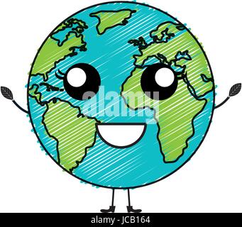 world planet earth kawaii character Stock Vector