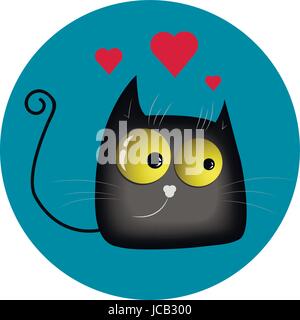 Funny enamored cat vector illustration Stock Vector