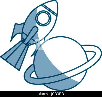 rocket space with saturn planet Stock Vector