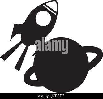 rocket space with saturn planet Stock Vector