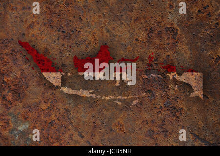 Map and flag of Indonesia on rusty metal Stock Photo