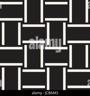 Crosshatch vector seamless geometric pattern. Crossed graphic rectangles background. Checkered motif. Seamless black and white texture of crosshatched Stock Vector