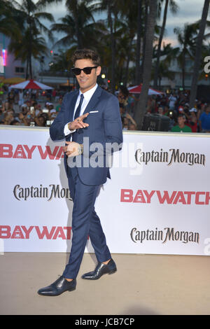 Paramount Pictures' World Premiere of 'Baywatch' on the beach in Lummus Park Ocean Drive & 7th ST. in Miami Beach,  Featuring: Zac Efron Where: Miami Beach, Florida, United States When: 13 May 2017 Credit: JLN Photography/WENN.com Stock Photo