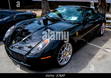 2008 Black Ferrari 599 GTB Fiorano Coupe at the La Jolla Concourse d'Elegance car show Stock Photo