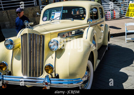 Antique 1939 Yellow Packard at La Jolla Concourse d'Elegance car show Stock Photo