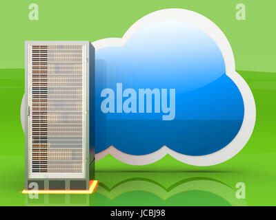 Server cloud computing. 3D rendered illustration. Stock Photo