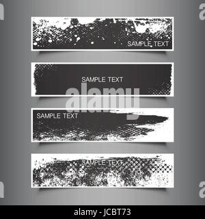 Grungy Tag, Label, Banner Designs - Abstract Black and White Banners in Freely Scalable and Editable Vector Format Stock Vector