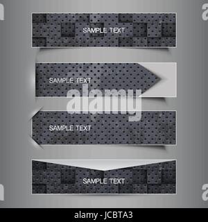 Black and White Abstract Perforated Metallic Header or Banner Designs in Freely Scalable and Editable Vector Format Stock Vector