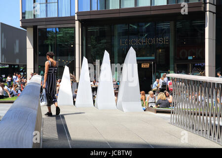 Fan bridge, Paddington Basin, west London, UK Stock Photo